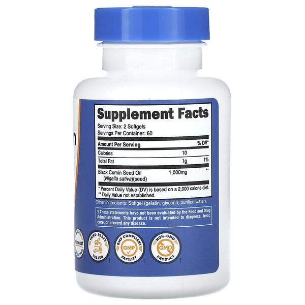 Nutricost, Black Cumin Seed Oil, 120 Softgels (500 mg per Softgel) 2 Nutricost, Black Cumin Seed Oil, 120 Softgels (500 mg per Softgel) - Ảnh 2