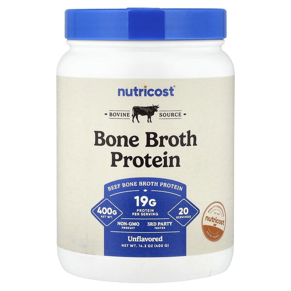 Nutricost, Bone Broth Protein, Unflavored, 14.3 oz (400 g)