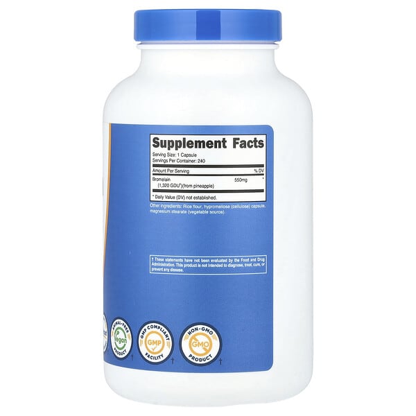 Alternative view of Nutricost, Bromelain, 550 mg, 240 Capsules