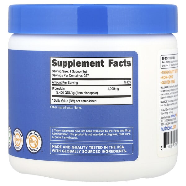 Alternative view of Nutricost, Bromelain, Unflavored, 8.1 oz (227 g)