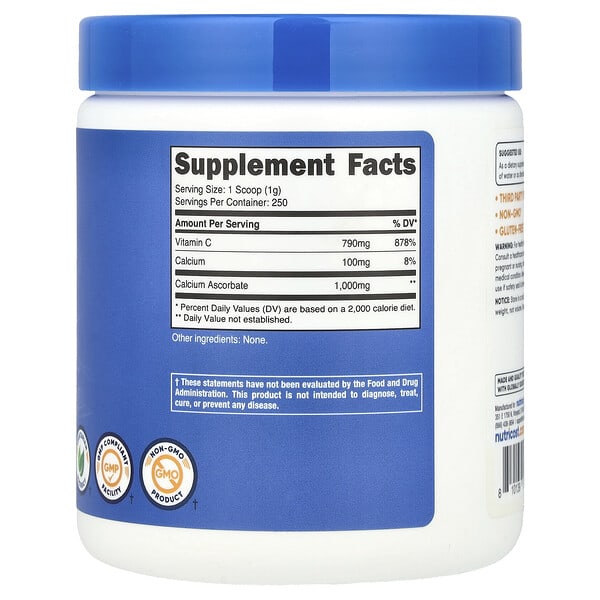 Alternative view of Nutricost, Calcium Ascorbate, Unflavored, 8.9 oz (250 g)