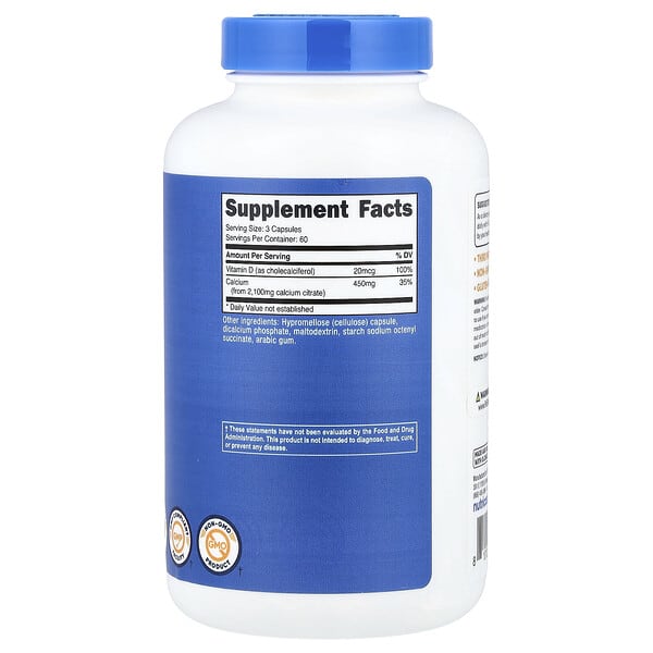 Alternative view of Nutricost, Calcium Citrate + Vitamin D, 180 Capsules