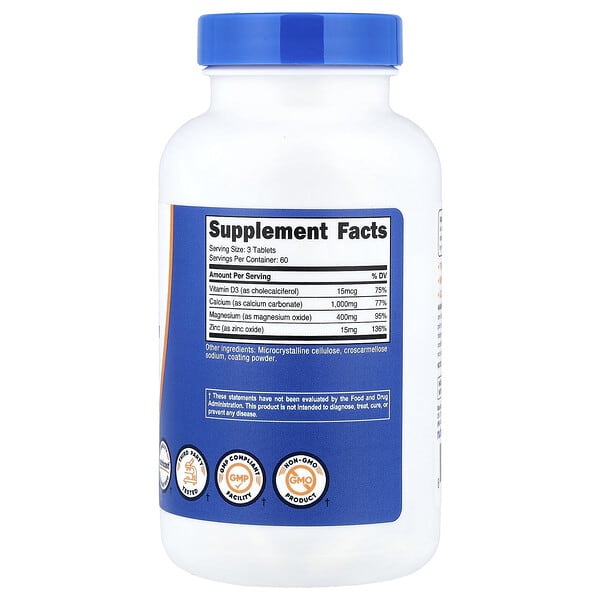 Alternative view of Nutricost, Calcium, Magnesium, & Zinc, 180 Tablets
