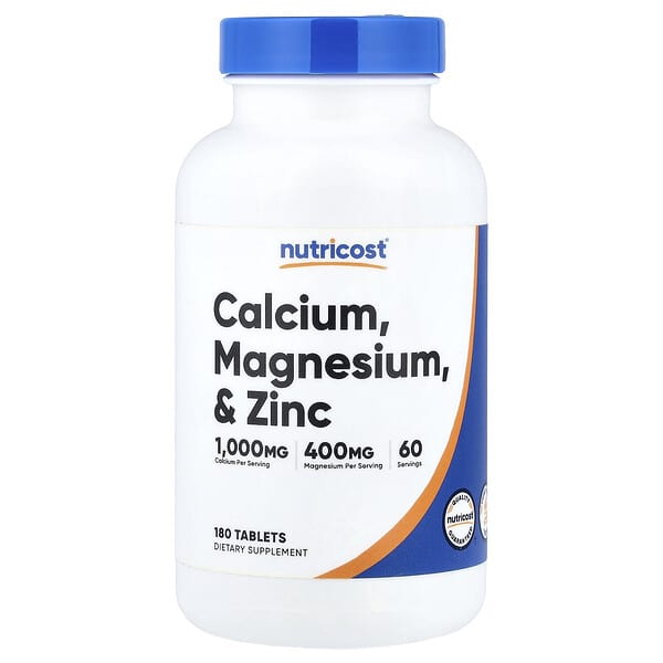 Nutricost, Calcium, Magnesium, & Zinc, 180 Tablets 2 Nutricost, Calcium, Magnesium, & Zinc, 180 Tablets
