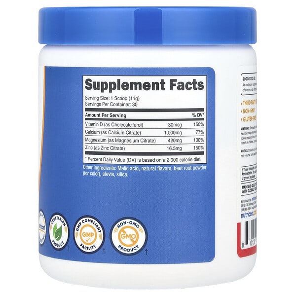 Alternative view of Nutricost, Calcium Magnesium & Zinc With Vitamin D3, Fruit Punch, 12 oz (336 g)