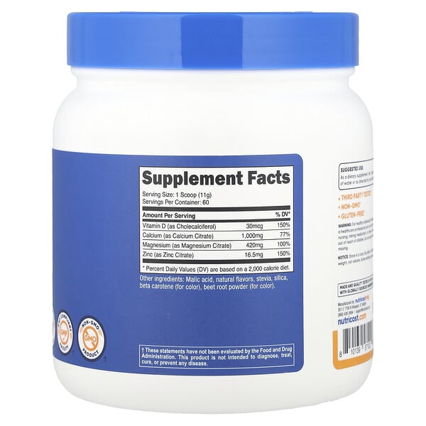 Alternative view of Nutricost, Calcium Magnesium & Zinc with Vitamin D3, Peach Mango, 24 oz (672 g)