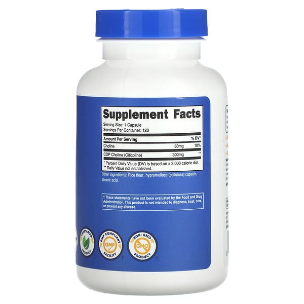 Alternative view of Nutricost, CDP Choline, Citicoline, 300 mg, 120 Capsules