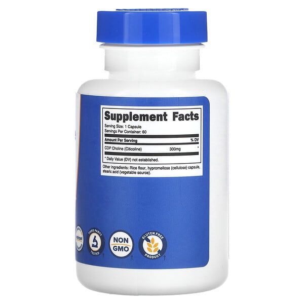 Alternative view of Nutricost, CDP Choline, Citicoline, 300 mg, 60 Capsules