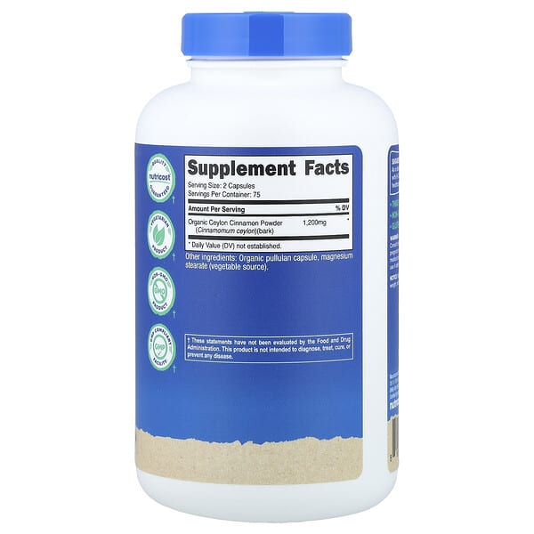 Alternative view of Nutricost, Ceylon Cinnamon, 150 Capsules (600 mg per Capsule)