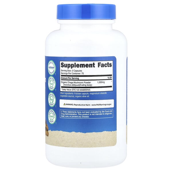 Alternative view of Nutricost, Chaga Mushroom, 150 Capsules (500 mg per Capsule)