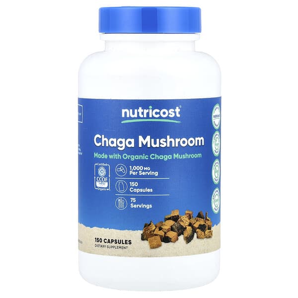 Nutricost, Chaga Mushroom, 150 Capsules (500 mg per Capsule)