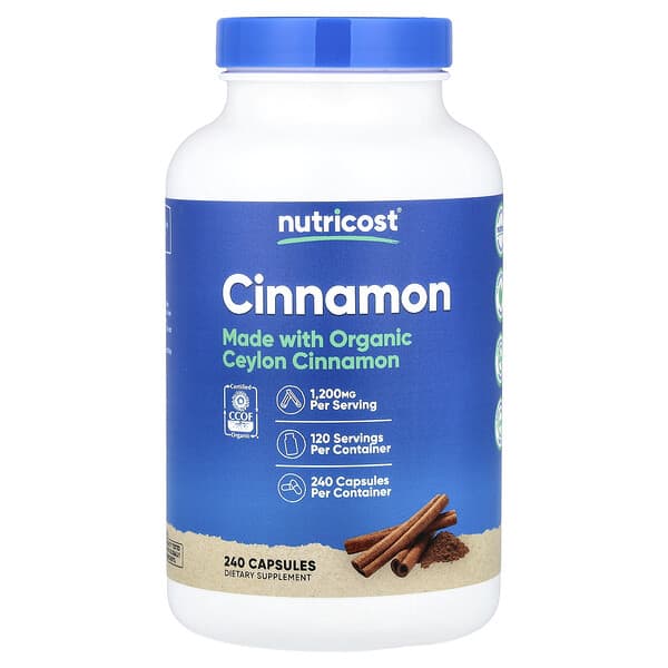 Nutricost, Cinnamon, 240 Capsules (600 mg per Capsule)