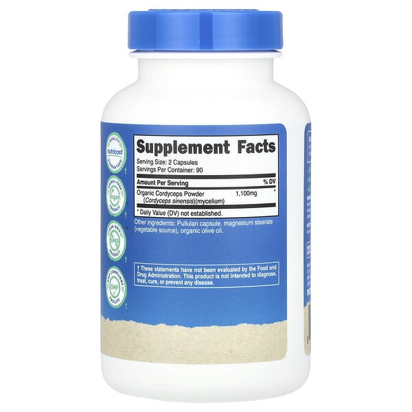 Alternative view of Nutricost, Cordyceps Mushroom, 180 Capsules (550 mg per Capsule)