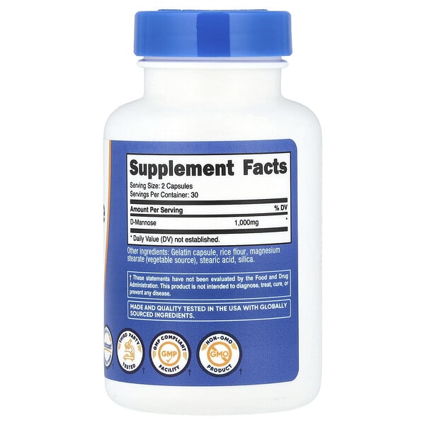 Alternative view of Nutricost, D-Mannose, 60 Capsules (500 mg per Capsule)
