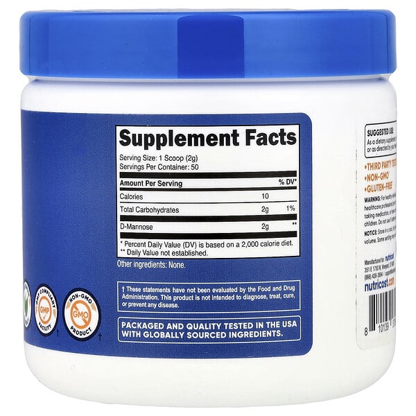 Alternative view of Nutricost, D-Mannose, Unflavored , 3.6 oz (100 g)