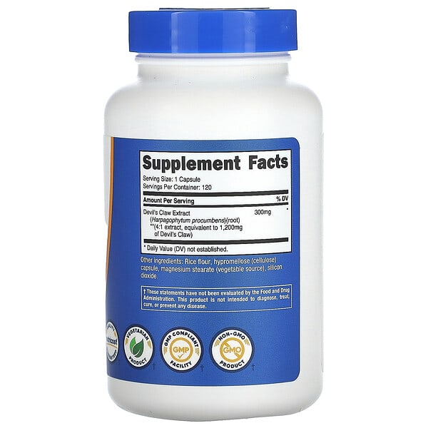Nutricost, Devil's Claw, 1,200 mg , 120 Capsules 2 Nutricost, Devil's Claw, 1,200 mg , 120 Capsules - Ảnh 2