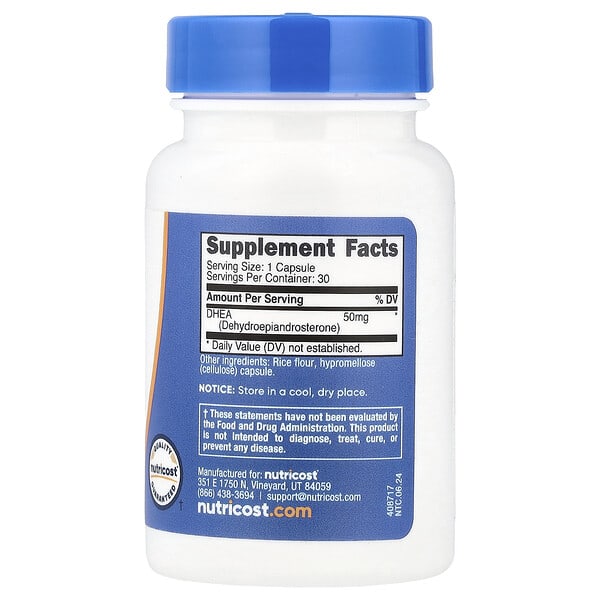 Alternative view of Nutricost, DHEA, 50 mg, 30 Capsules