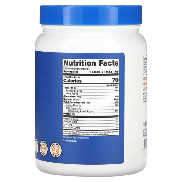 Alternative view of Nutricost, Egg White Protein, Unflavored, 1 lb (454 g)