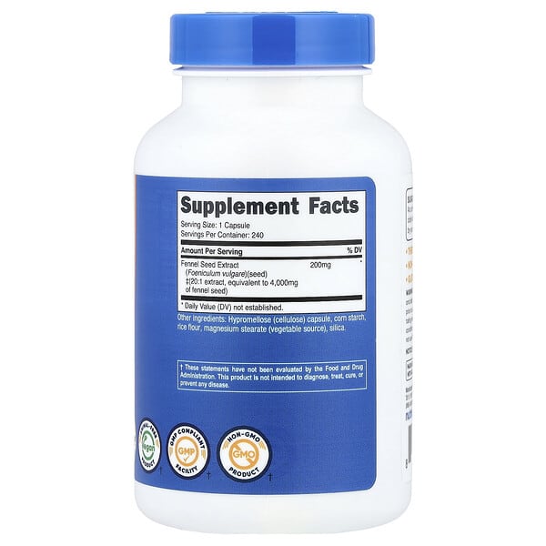 Alternative view of Nutricost, Fennel Seed, 240 Capsules (200 mg per Capsule)