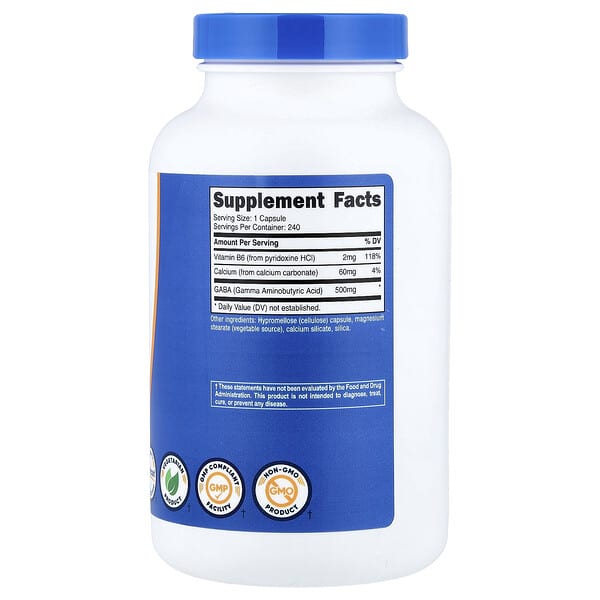 Alternative view of Nutricost, GABA with Vitamin B6, 240 Capsules