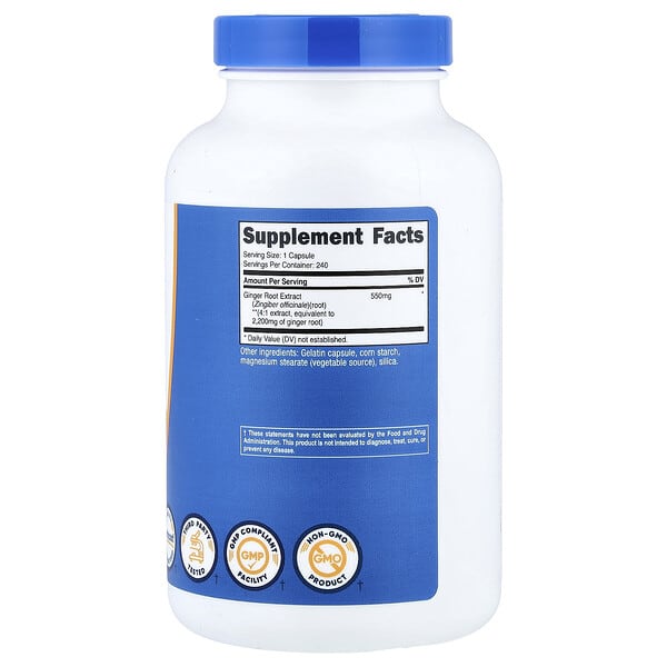 Alternative view of Nutricost, Ginger Root Extract, 240 Capsules (550 mg per Capsule)