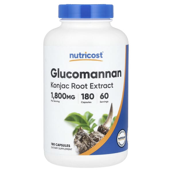 Nutricost, Glucomannan Konjac Root Extract, 180 Capsules (600 mg per Capsule)