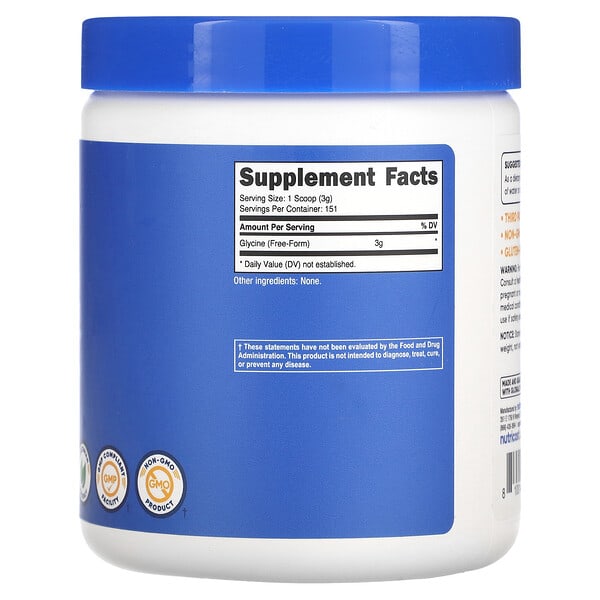 Alternative view of Nutricost, Glycine, Unflavored, 16 oz (454 g)