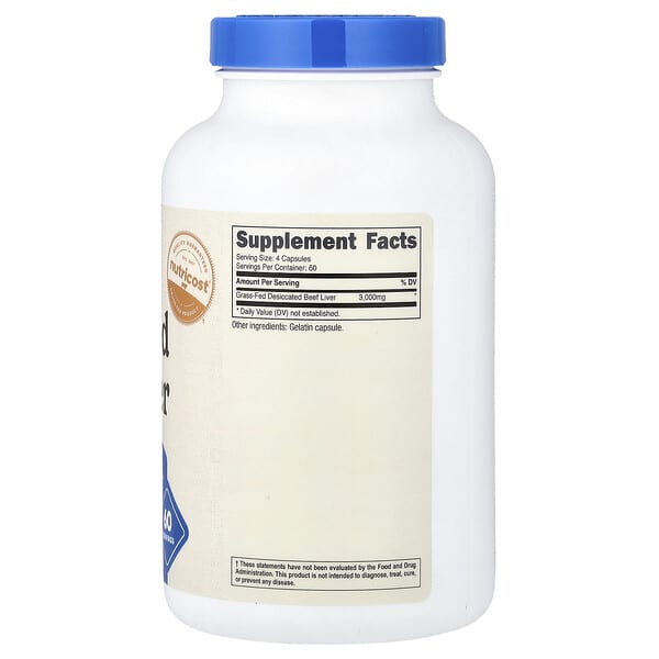 Alternative view of Nutricost, Grass-Fed Beef Liver, 3,000 mg, 240 Capsules (750 mg per Capsule)