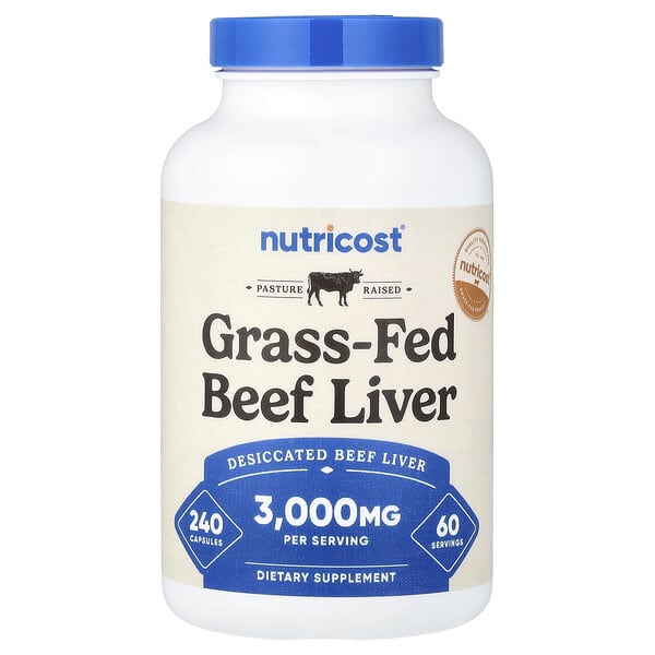 Nutricost, Grass-Fed Beef Liver, 3,000 mg, 240 Capsules (750 mg per Capsule)