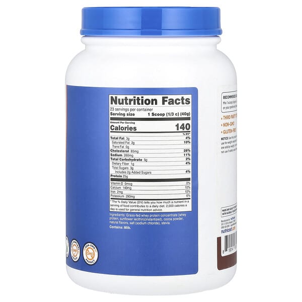 Alternative view of Nutricost, Grass-Fed Whey Protein, Milk Chocolate , 2 lb (907 g)
