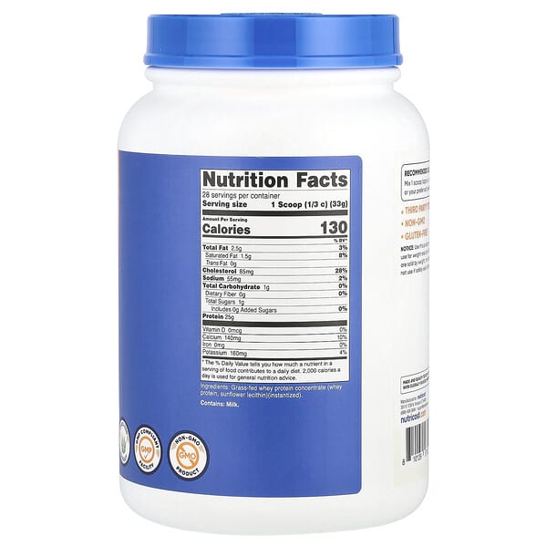 Alternative view of Nutricost, Grass-Fed Whey Protein, Unflavored , 2 lb (907 g)
