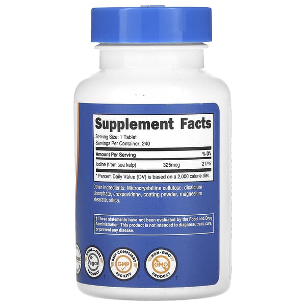 Alternative view of Nutricost, Iodine, 325 mcg, 240 Tablets