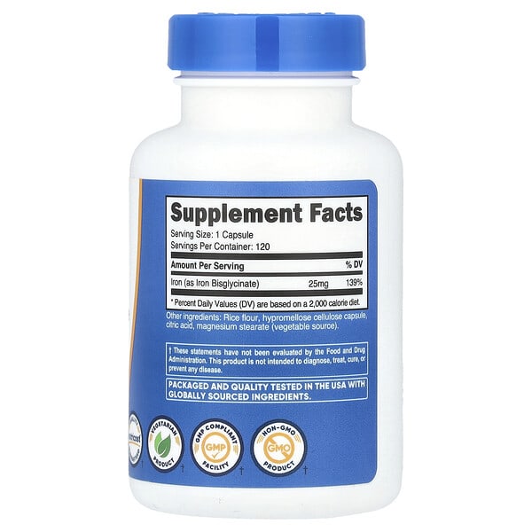 Alternative view of Nutricost, Iron, 25 mg , 120 Capsules