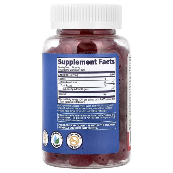Alternative view of Nutricost, Kids, Melatonin, Ages 4+, Strawberry, 1 mg, 120 Gummies