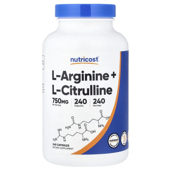 Nutricost, L-Arginine + L-Citrulline, 240 Capsules