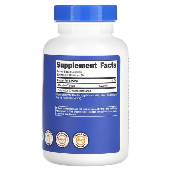 Alternative view of Nutricost, L-Carnitine Tartrate, 120 Capsules (500 mg per Capsule)