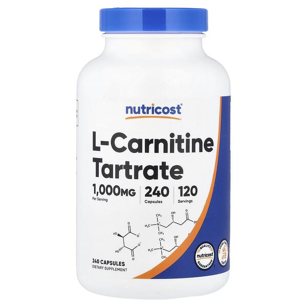 Nutricost, L-Carnitine Tartrate, 240 Capsules (500 mg per Capsule)