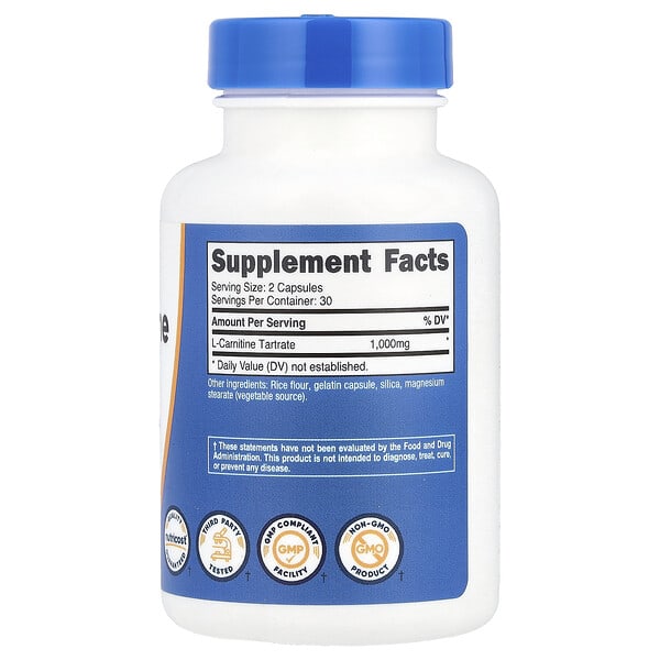 Alternative view of Nutricost, L-Carnitine Tartrate, 60 Capsules (500 mg per Capsule)