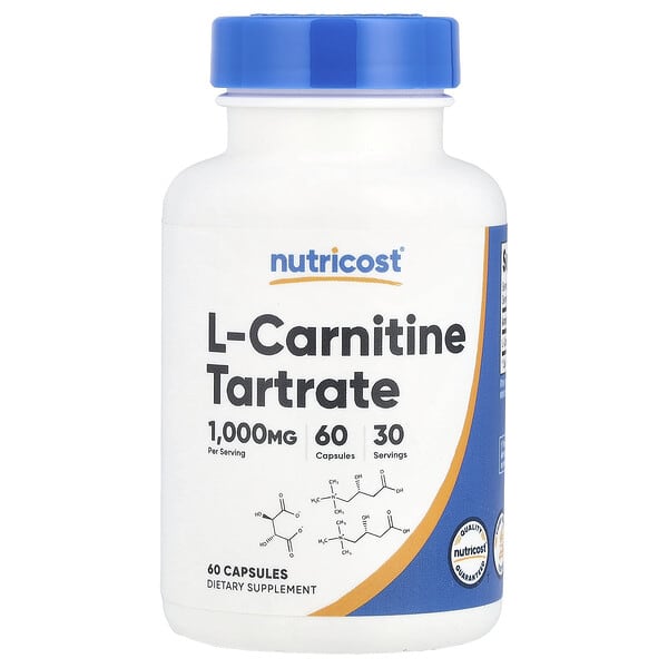 Nutricost, L-Carnitine Tartrate, 60 Capsules (500 mg per Capsule)