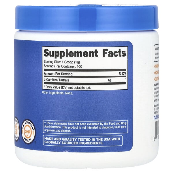 Alternative view of Nutricost, L-Carnitine Tartrate, Unflavored, 3.5 oz (100 g)