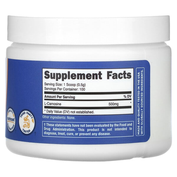 Alternative view of Nutricost, L-Carnosine, Unflavored, 1.8 oz (50 g)
