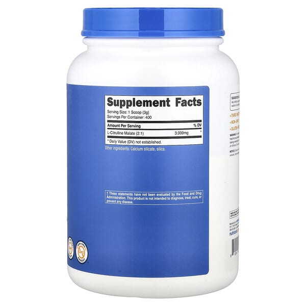 Alternative view of Nutricost, L-Citrulline Malate 2:1, Unflavored, 43.7 oz (1.2 kg)