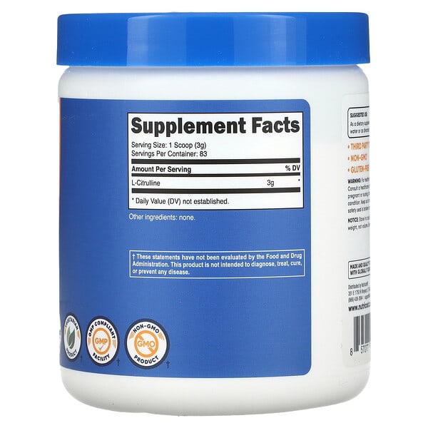 Alternative view of Nutricost, L-Citrulline, Unflavored, 8.8 oz (250 g)