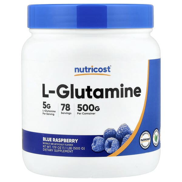 Nutricost, L-Glutamine, Blue Raspberry, 17.9 oz (500 g)