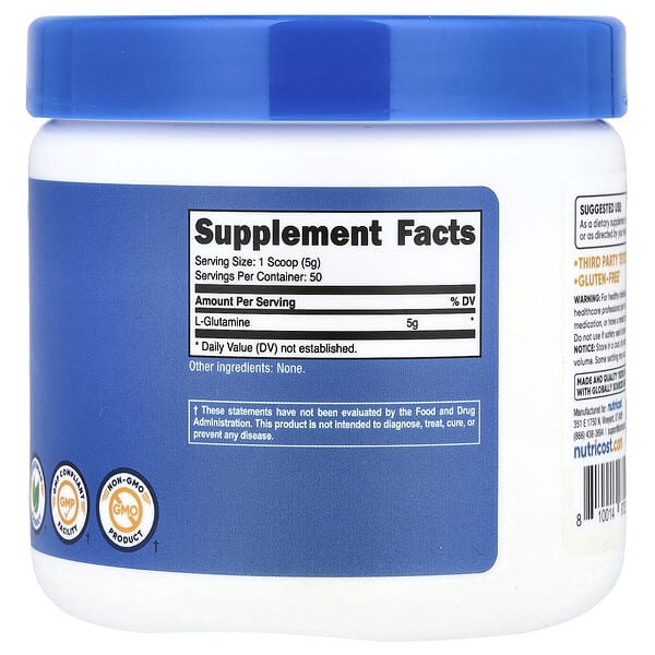 Alternative view of Nutricost, L-Glutamine, Unflavored, 8.9 oz (250 g)