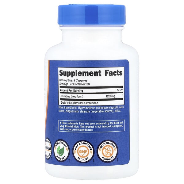 Alternative view of Nutricost, L-Histidine , 60 Capsule (600 mg per Capsule)