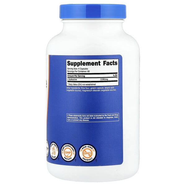 Alternative view of Nutricost, L-Isoleucine, 240 Capsules (500 mg per Capsule)