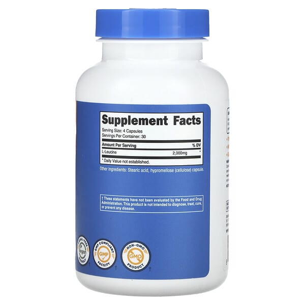 Nutricost, L-Leucine, 120 Capsules (500 mg per Capsule) 2 Nutricost, L-Leucine, 120 Capsules (500 mg per Capsule) - Ảnh 2