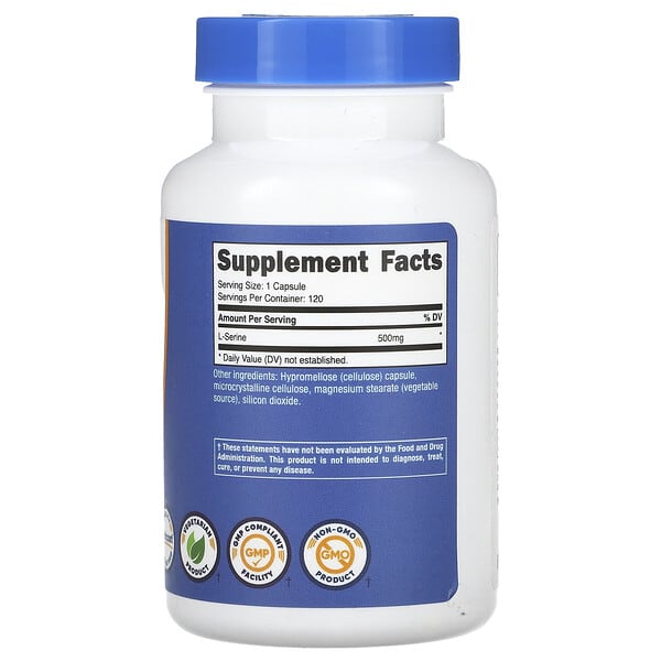 Nutricost, L-Serine, 500 mg, 120 Capsules 2 Nutricost, L-Serine, 500 mg, 120 Capsules - Ảnh 2