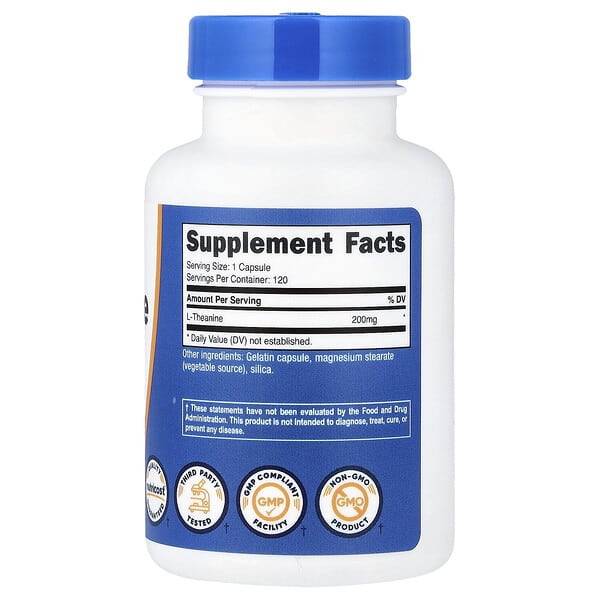 Alternative view of Nutricost, L-Theanine, 200 mg, 120 Capsules